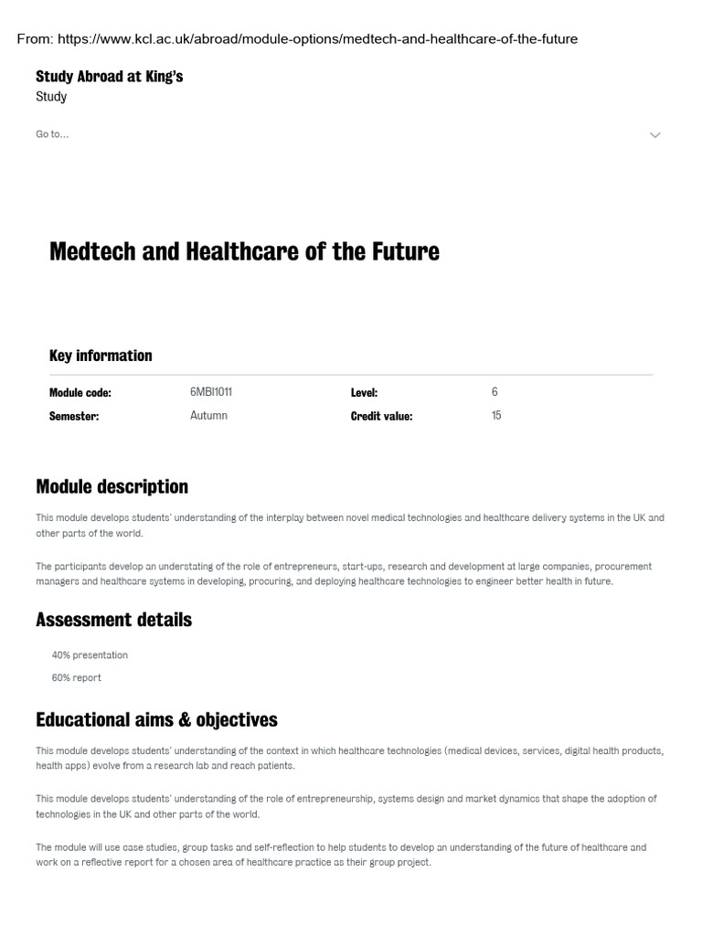 MedTech and Healthcare Module Overview | PDF | Health Care