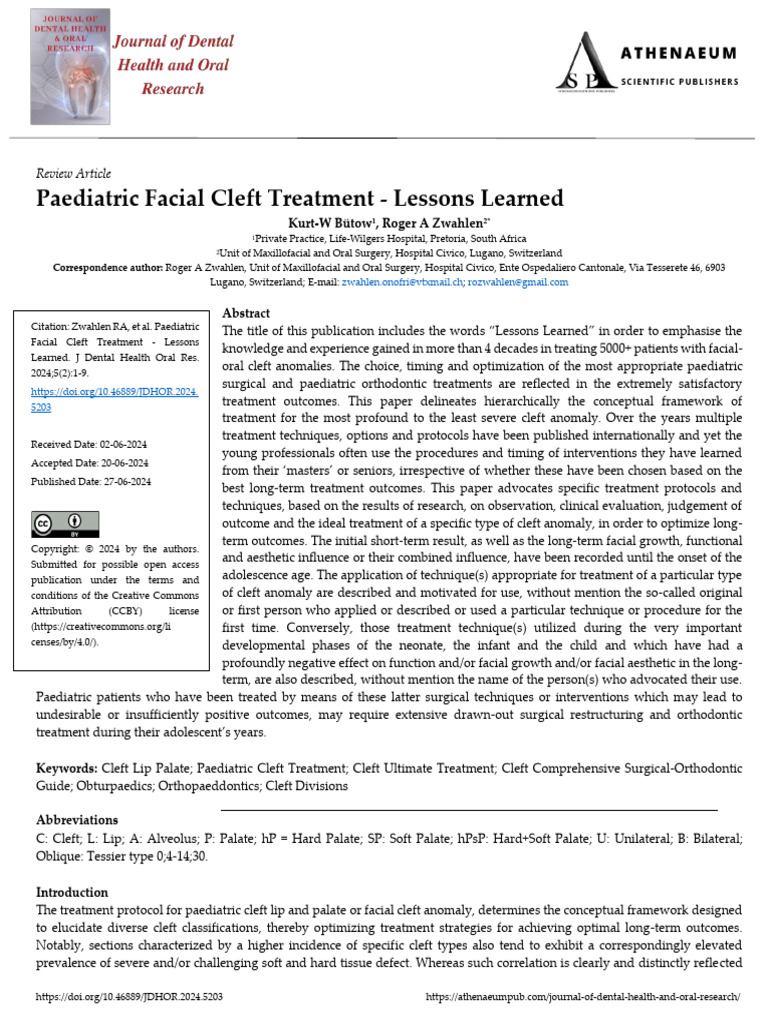 Paediatric Facial Cleft Treatment Lessons Learned | PDF | Oral And ...