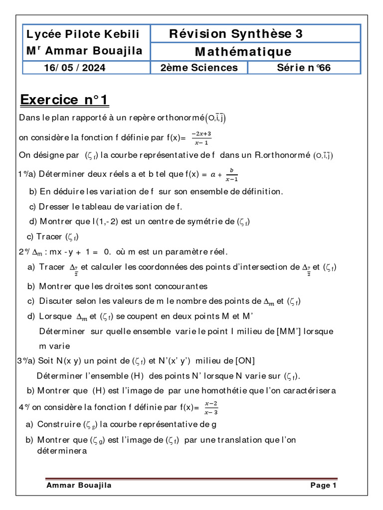 2 Sciences Serie 66 Hyperbole - Et Geo Analytique. | PDF | Cercle ...