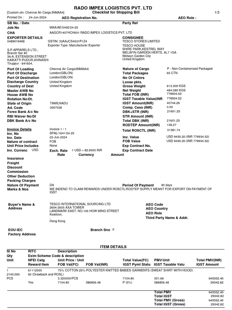 1641 Export CheckList-MAAAE049224-25-24-JUN-2024 - 02 - 52 - PM | PDF ...