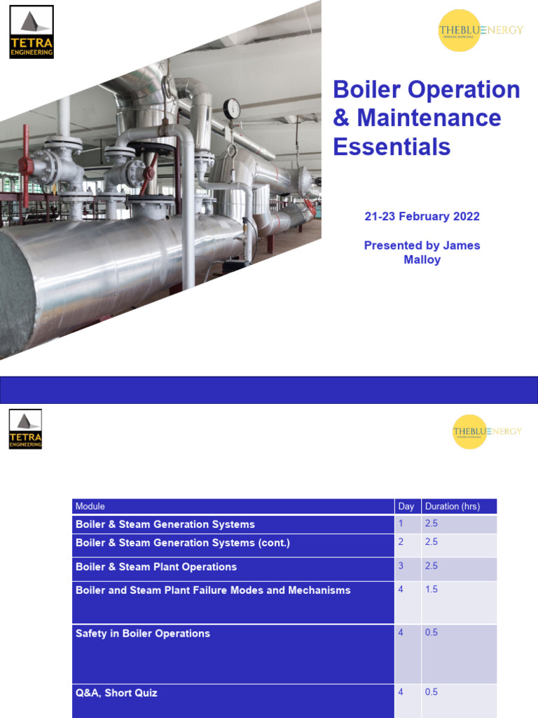 Boiler Operation and Maintenance Essentials Boilers & Steam Generation Systems Completed Slide