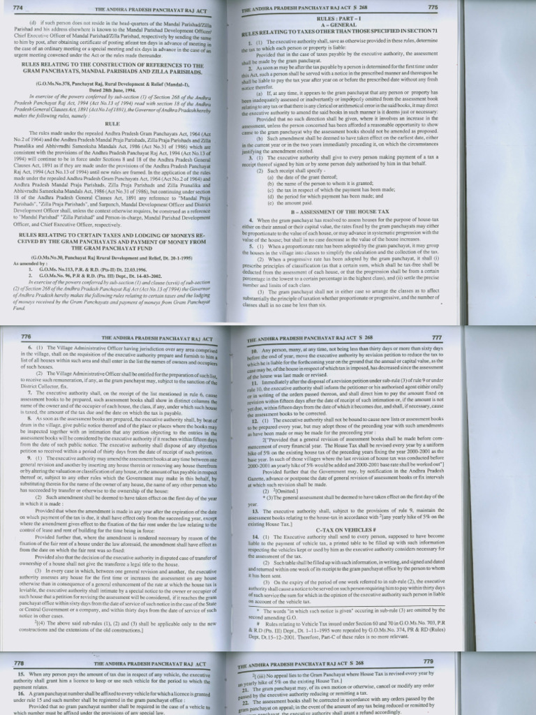 AP Gram Panchayat Act 1994 | PDF