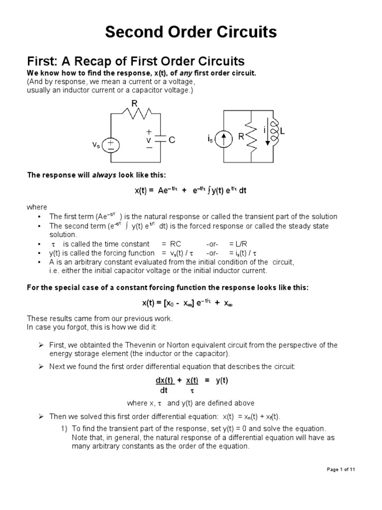 Second Order Circuit Analysis Guide | PDF | Equations | Logical Truth