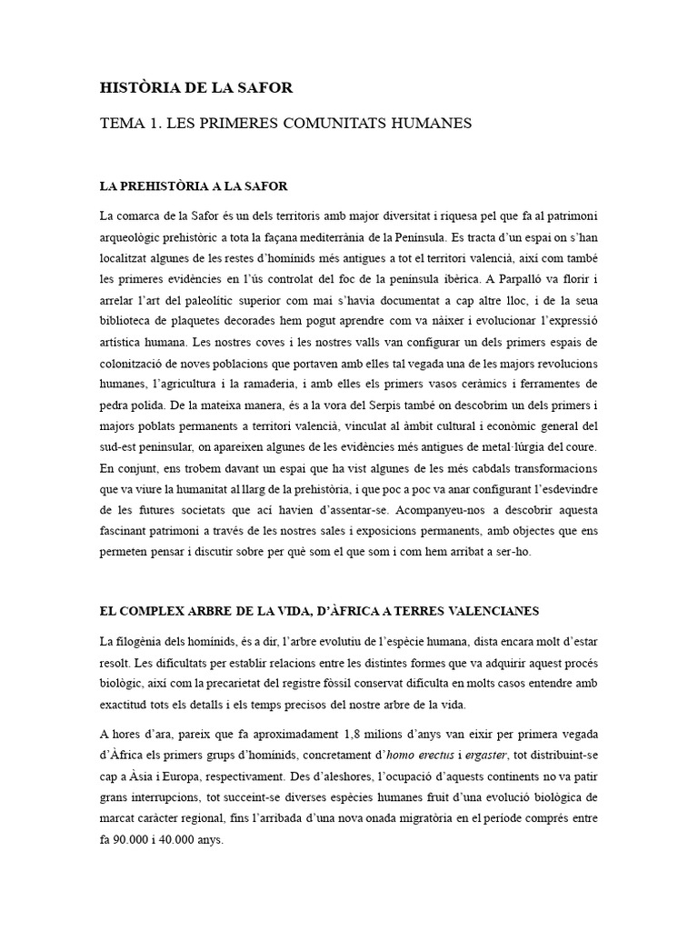 Les Primeres Comunitats Humanes - Apunts | PDF