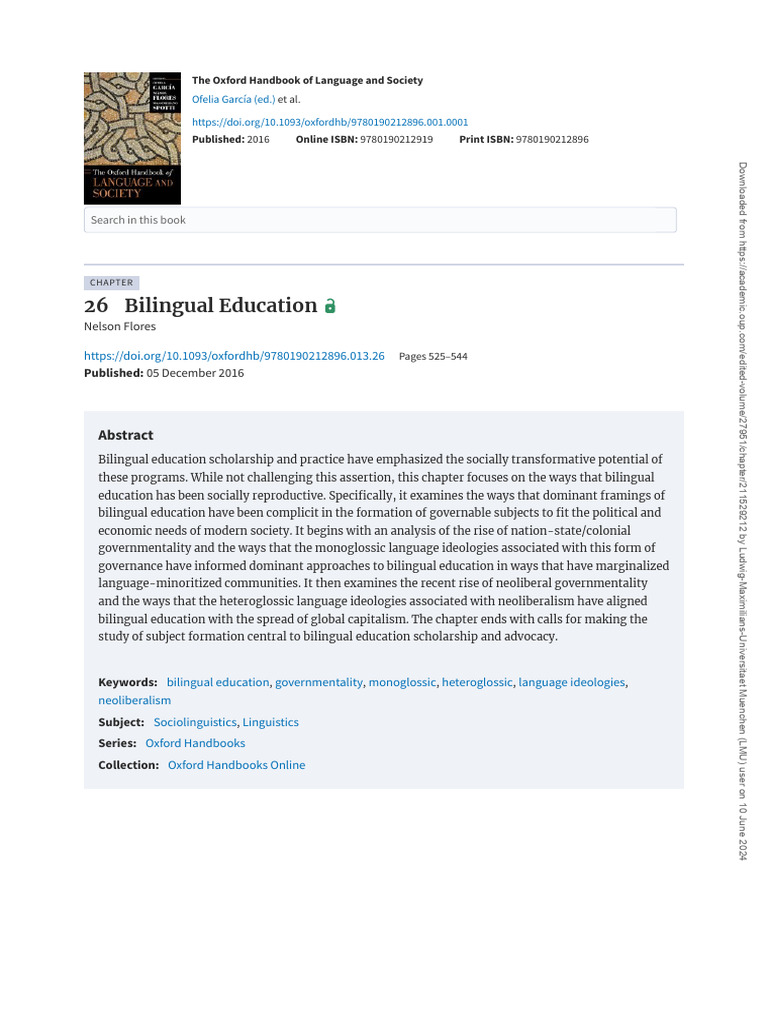 Bilingual Education and Social Reproduction | PDF | Multilingualism ...