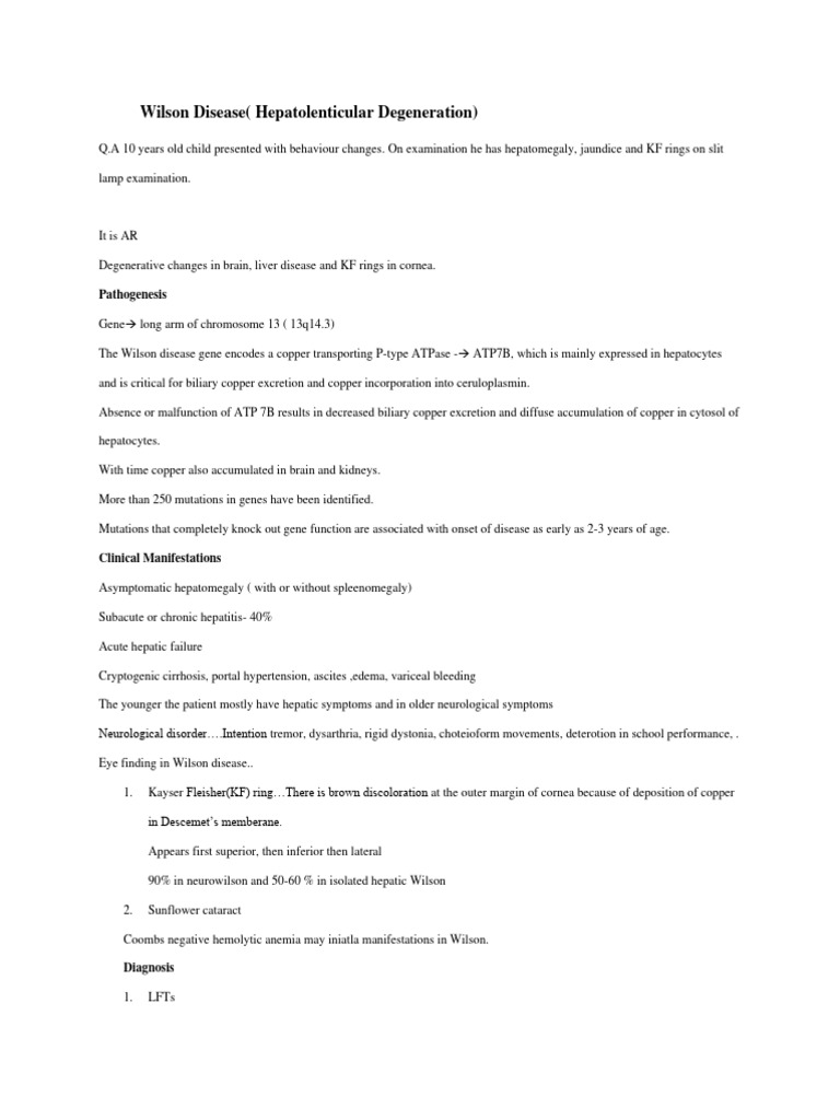 Wilson Disease | PDF | Medical Specialties | Human Diseases And Disorders