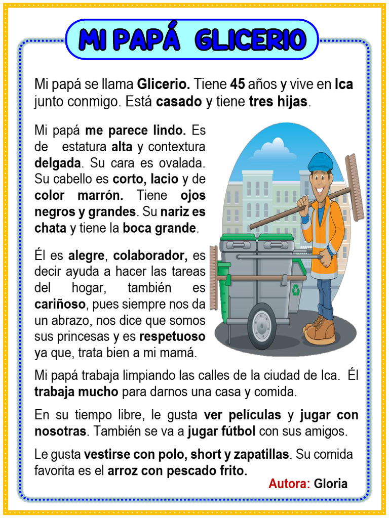 Ficha Leemos Una Descripción de Papá 2° Maestra Janet | PDF