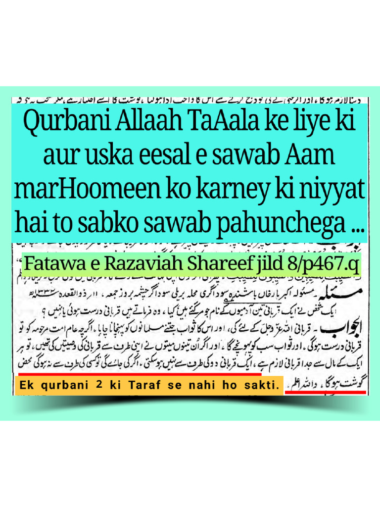 MarHoomeen Ke Eesal e Sawab Ke Liye Qurbani Karna Jaiz Hai PDF