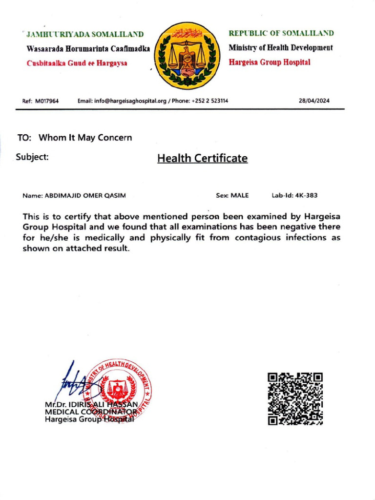 my Health check up Certificate PDF