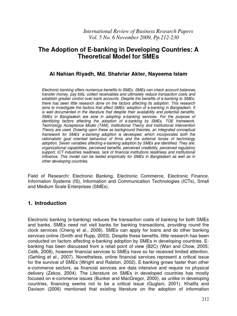 The Adoption Of E Banking In Developing Countries A PDF Online