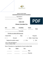 Application Form For Promotion of Faculty Members