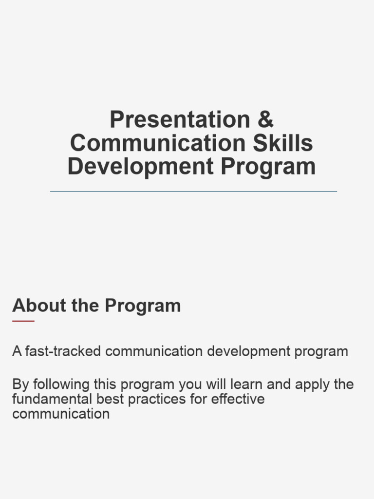 Communication Skills Development Program | PDF | Learning | Behavior ...