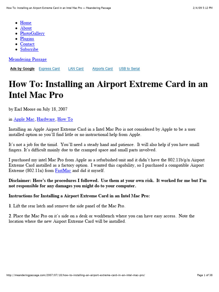 Install Airport Extreme in Mac Pro | PDF | Airport | Computer Hardware