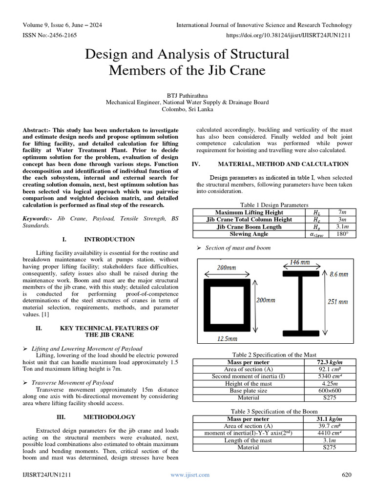 Design and Analysis of Structural Members of The Jib Crane | PDF ...