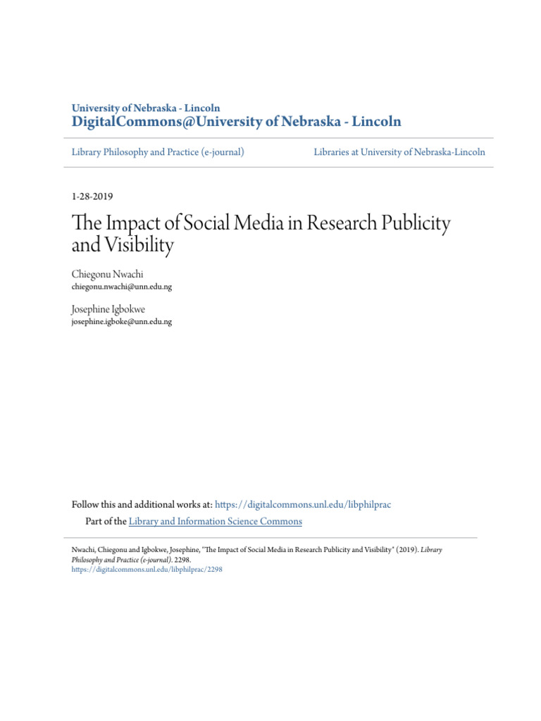 The Impact of Social Media in Research Publicity and Visibility | PDF ...