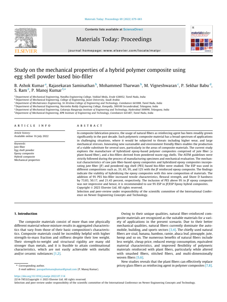 Hybrid Polymer Composite with Eggshell Bio-filler | PDF | Composite ...
