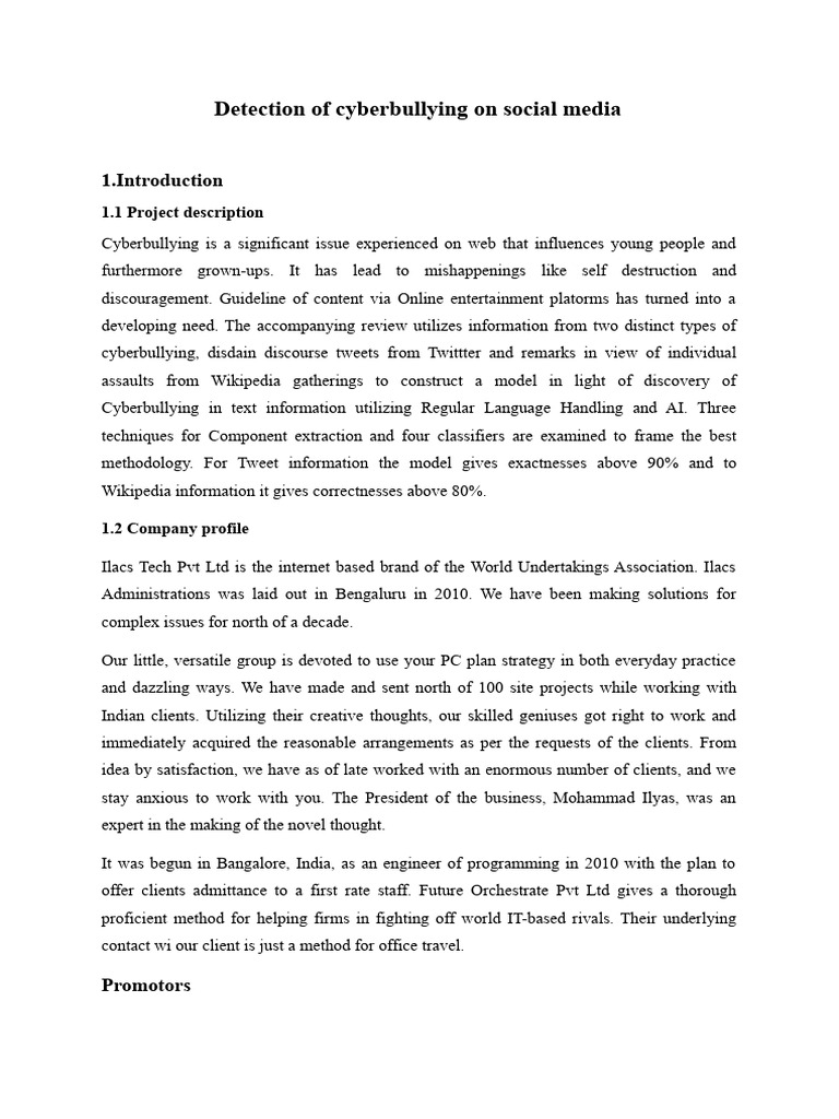 Detection of Cyberbullying On Social Media Pha2 Report | PDF | Support ...