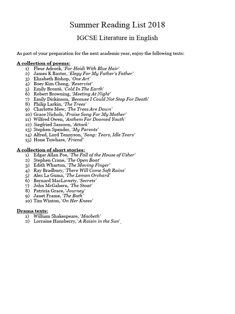 20182019 Summer Reading List 0486 PDF Poetry General Fiction