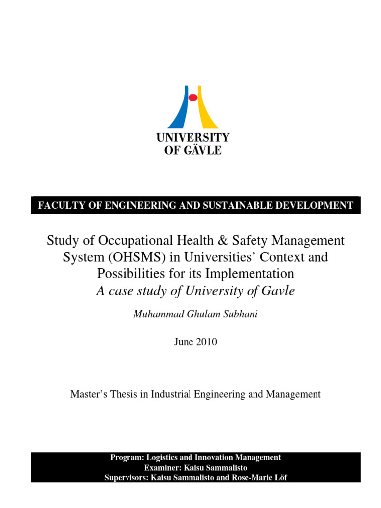 OHSMS Implementation in Universities | PDF | Occupational Safety And ...