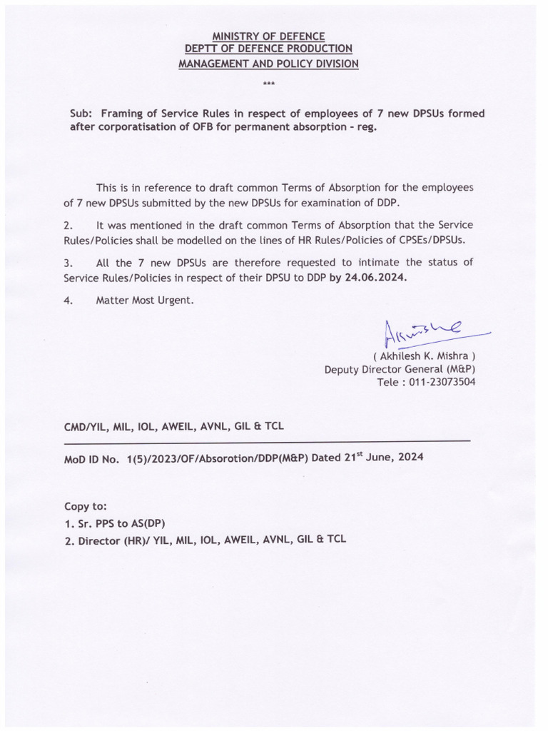 MoD ID Dated 21.06.2024 | PDF