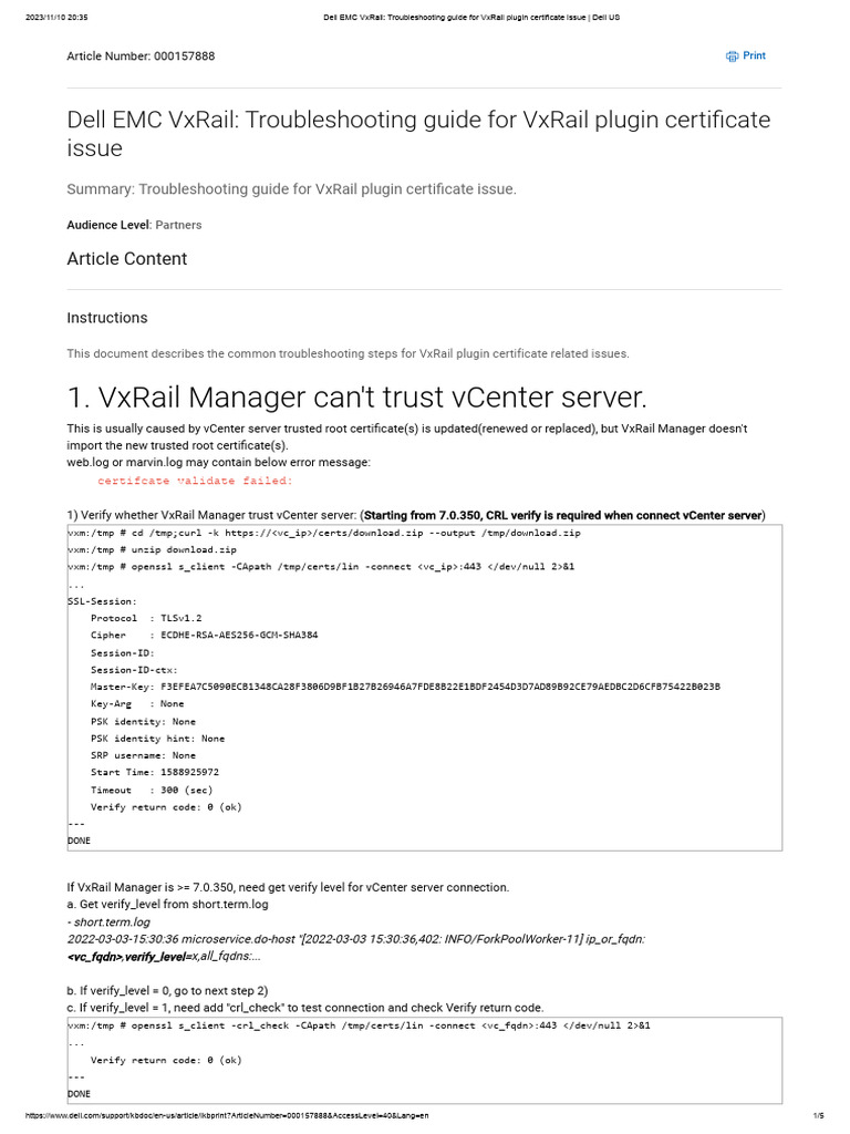 Dell EMC VxRail - Troubleshooting Guide For VxRail Plugin Certificate ...