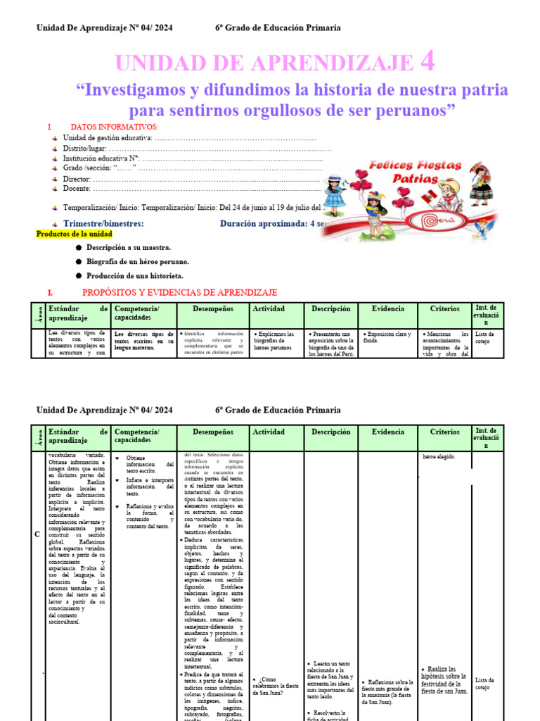6° Grado Unidad de Aprendizaje 4 Junio | PDF | Números | Decimal