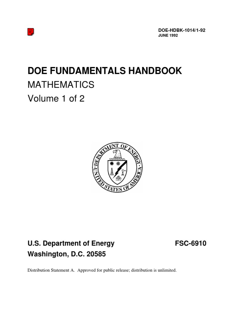 DOE Fundamentals Handbook, Mathematics Volume 1 of 2 PDF