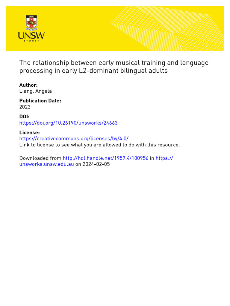 Musical Training and Language Processing | PDF | Second Language ...