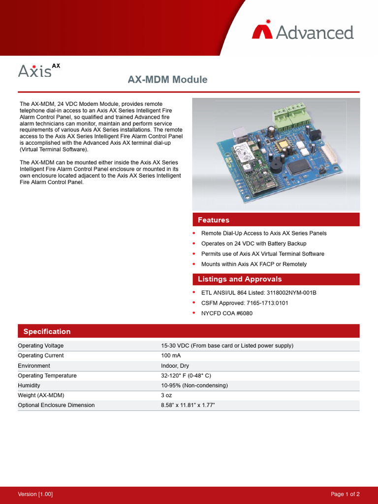 AX-MDM 24V Modem Module Overview | PDF | Equipment | Electric Power