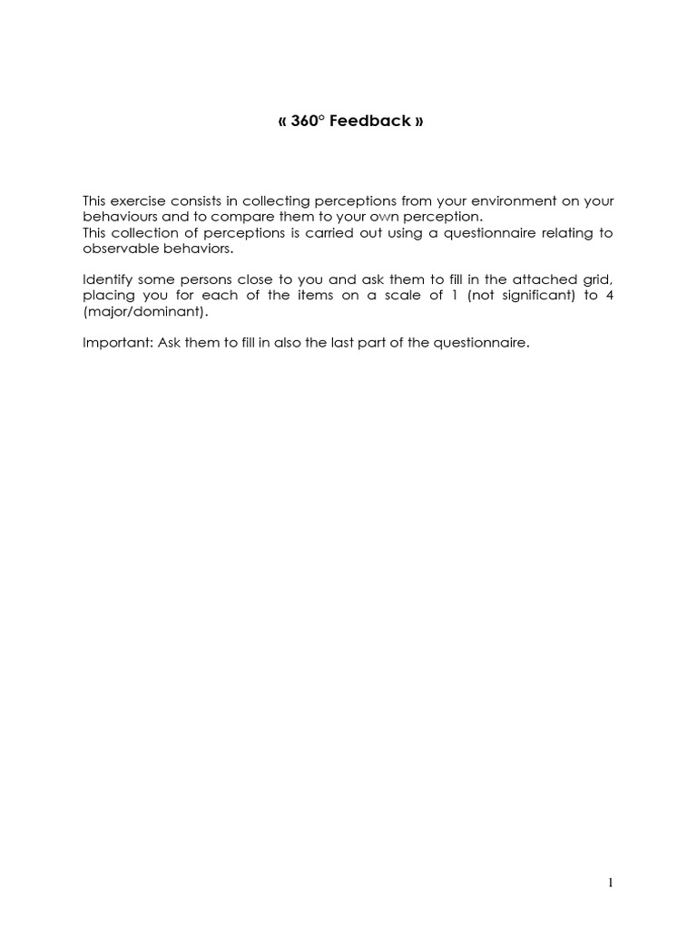Questionnaire 360 Feedback VA | PDF | Idea | Procedural Knowledge