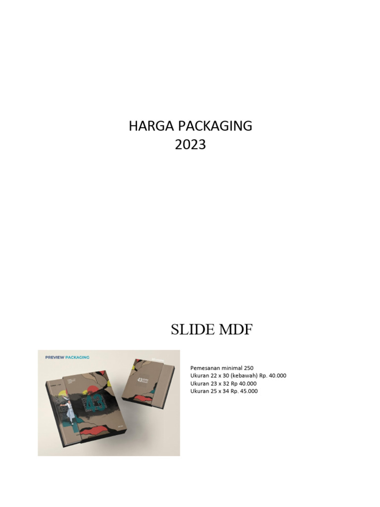 Harga Packaging 2023 untuk Berbagai Ukuran | PDF