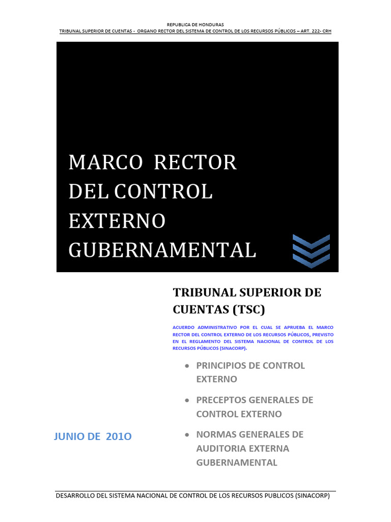 Marco Rector Control Externo | Descargar gratis PDF | Auditoría | Contralor