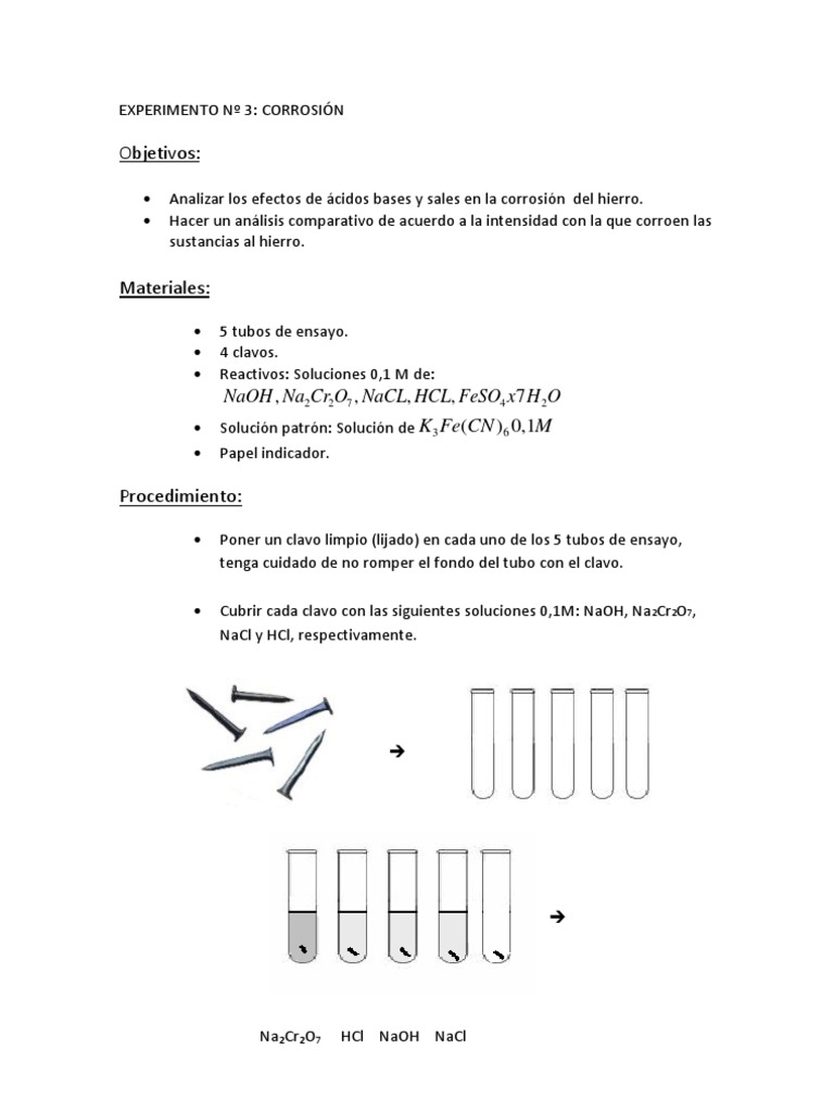Efectos de NaOH y Na2Cr2O7 en Corrosión | PDF | Corrosión | Color