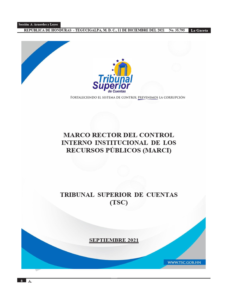 Reforma Al Marco Rector Del Control Interno MARCI - TSC 2021 | PDF ...
