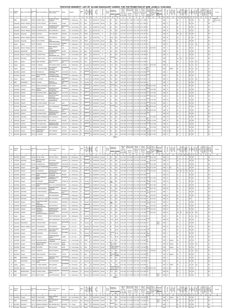 Seniority List SAto HM | PDF