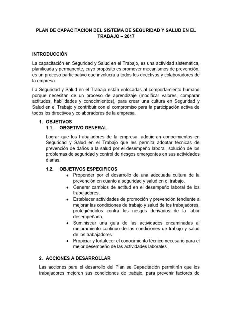 Plan de Capacitacion Del Sistema | PDF | Creación de capacidad | Valores