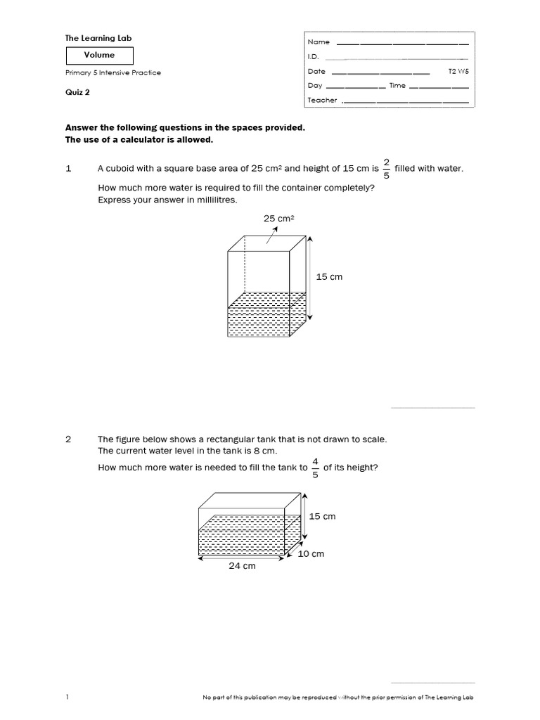 2020 - T2W5 - P5 - Volume - QZ 2 - S - v1.0 | PDF | Volume | Physical ...