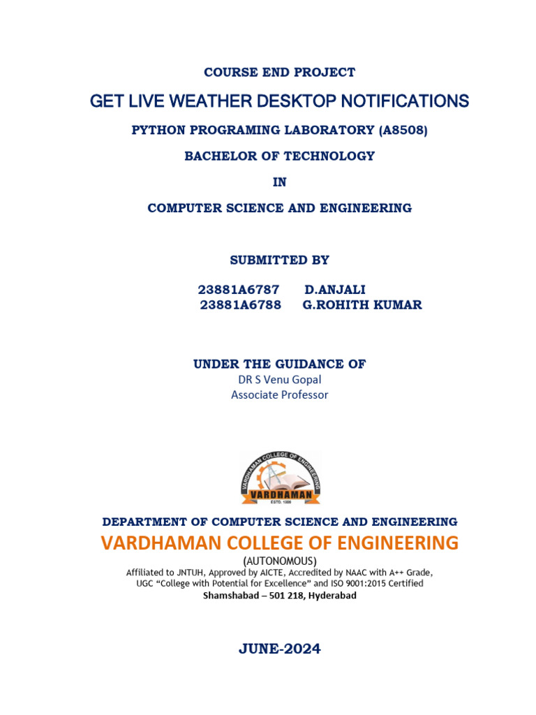 Live Weather Desktop Notifications in Python | PDF | Weather ...