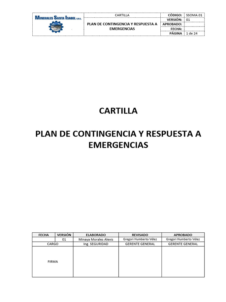 Plan de Contingencia y Emergencias SSOMA | PDF | Temblores | Emergencia