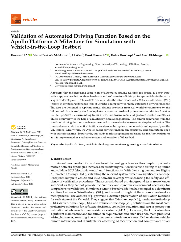 Validation of Automated Driving via ViL | PDF | Simulation | Traffic ...