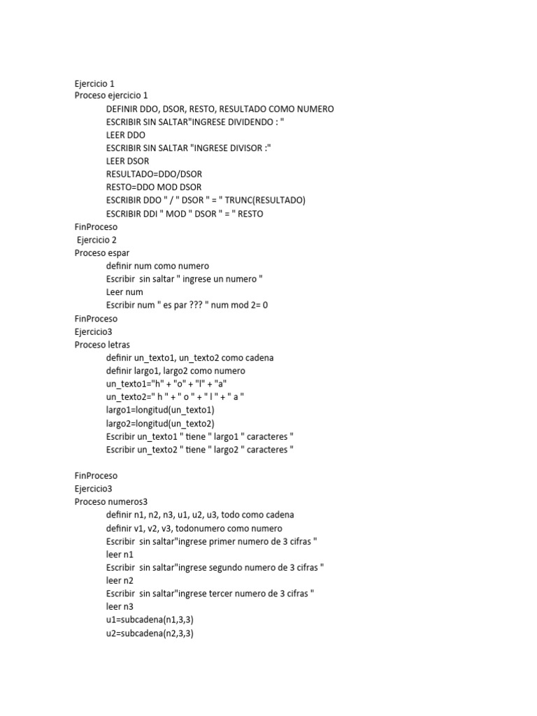 Ejercicios Básicos de Programación | PDF