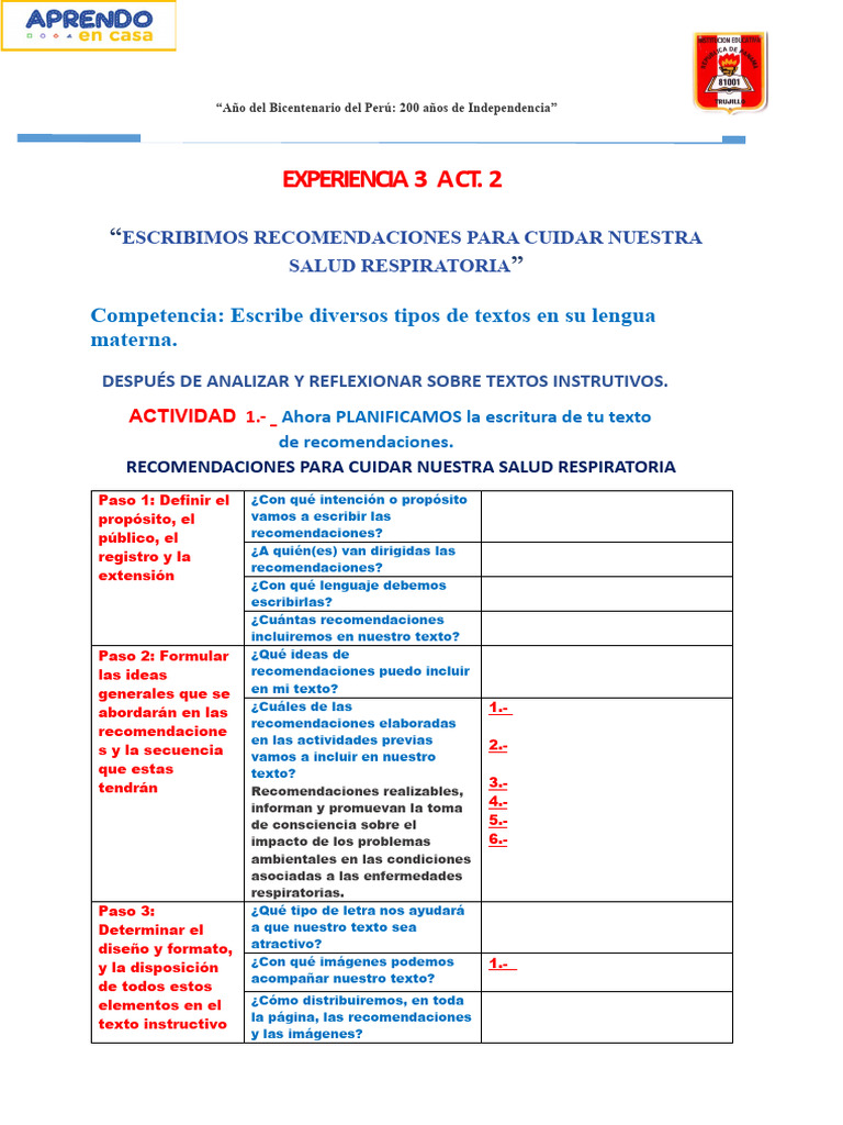 2021ficha de Trab. 2 Exp. 3 Com | PDF | Crecimiento personal y ...