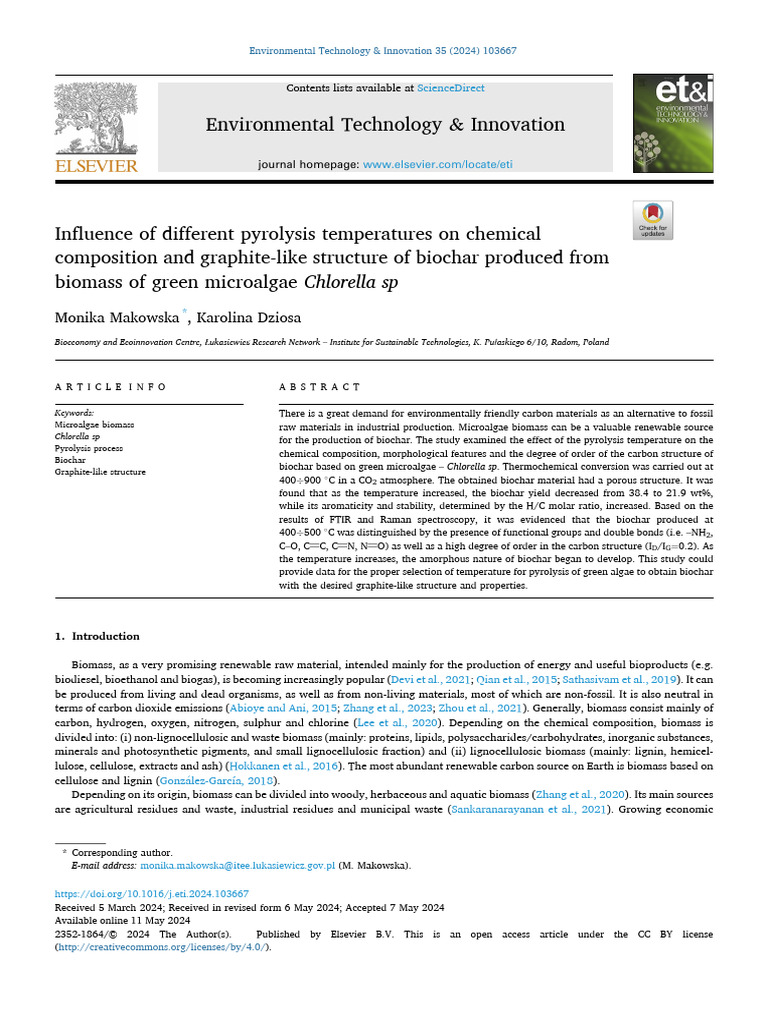 Influence of Different Pyrolysis Temperatures On Chemical - 2024 ...