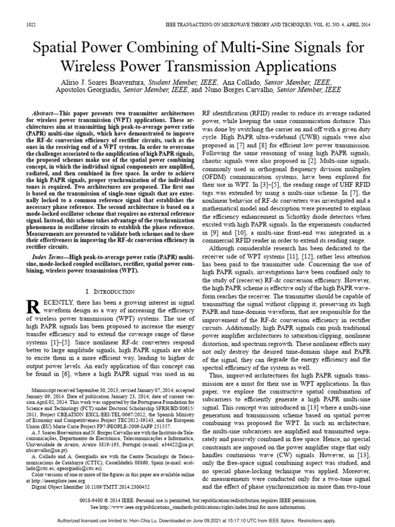 1404 Sptial Combination Multisine Signals | PDF | Antenna (Radio ...