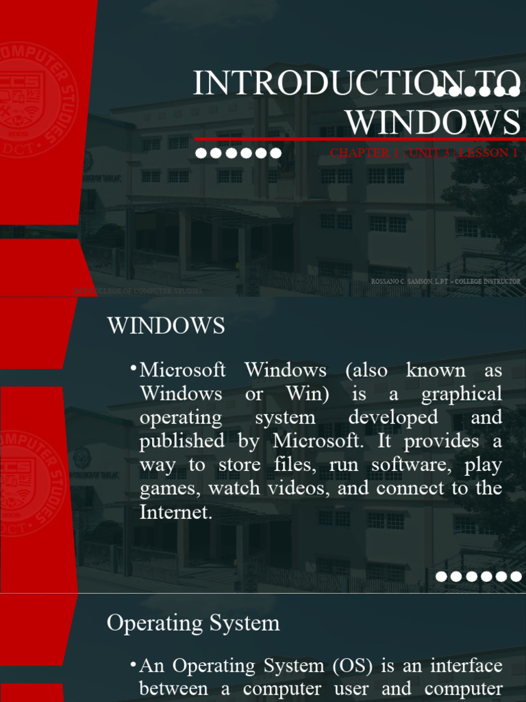Lesson 1 Introduction To Windows | PDF | Microsoft Windows | Operating ...