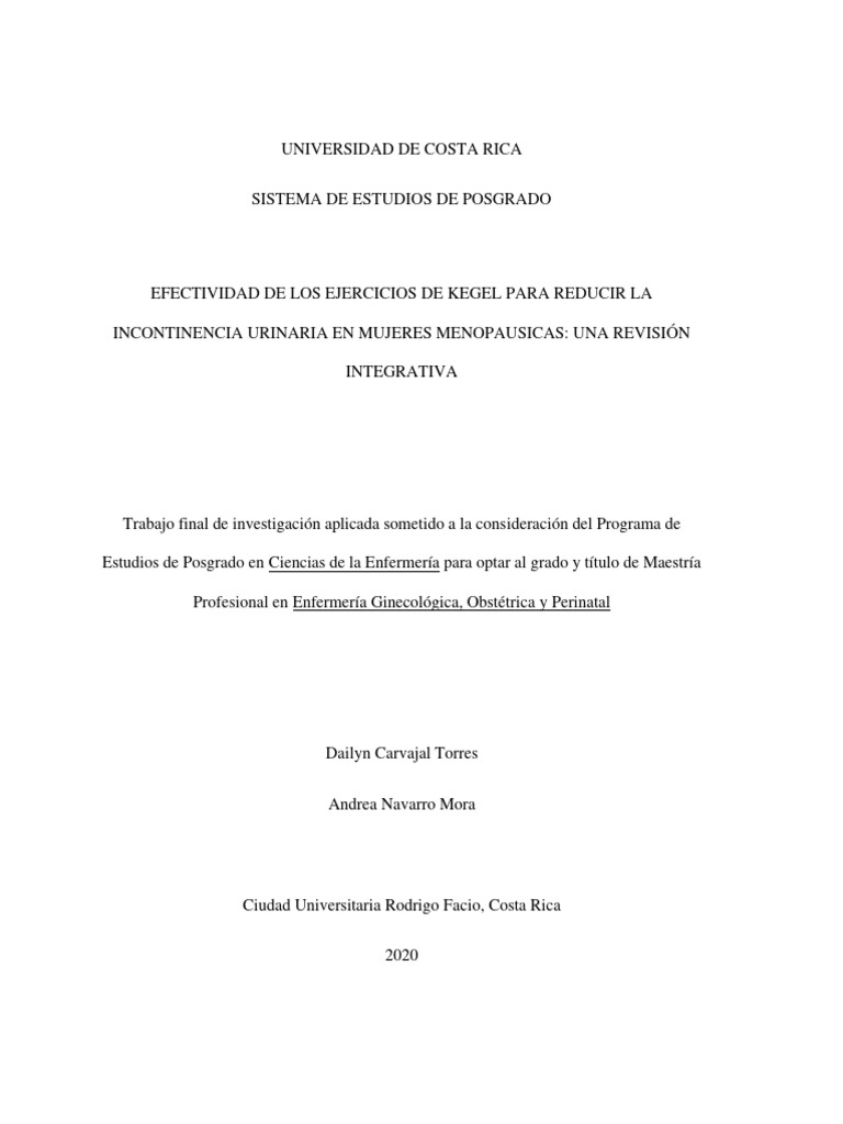 Sep Tesis Dailyn y Andrea Efectividad de Los Ejercicios de Kegel PDF