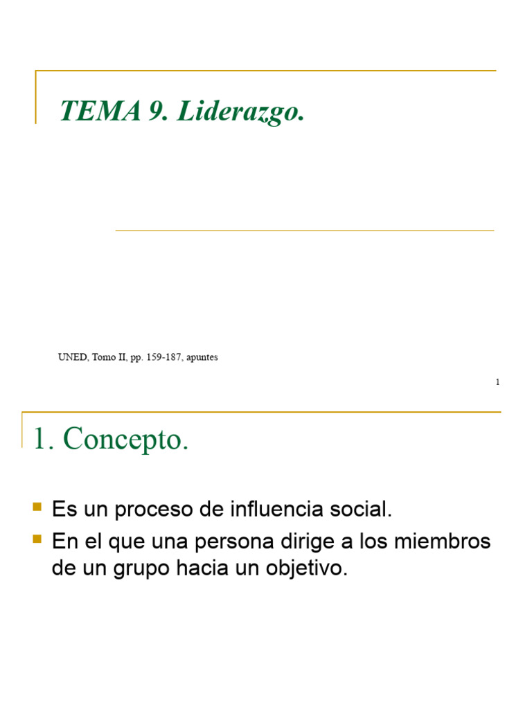 TEMA 9. Liderazgo | PDF | Liderazgo | Comportamiento