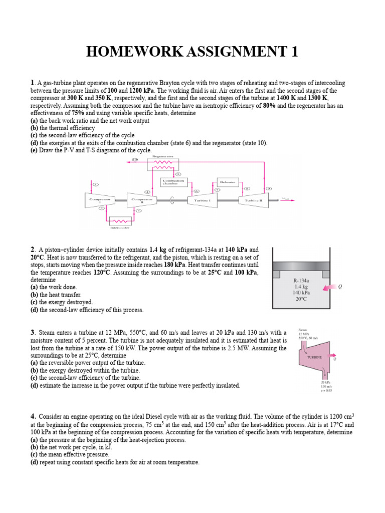 Thermo Hw 1 4 Pdf Internal Combustion Engine Energy Conversion