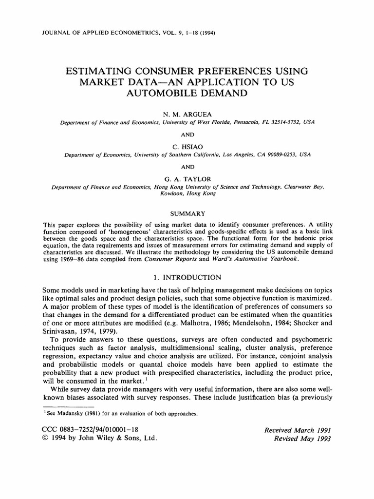 Estimating Consumer Preferences Using Ma | PDF | Demand | Supply And Demand