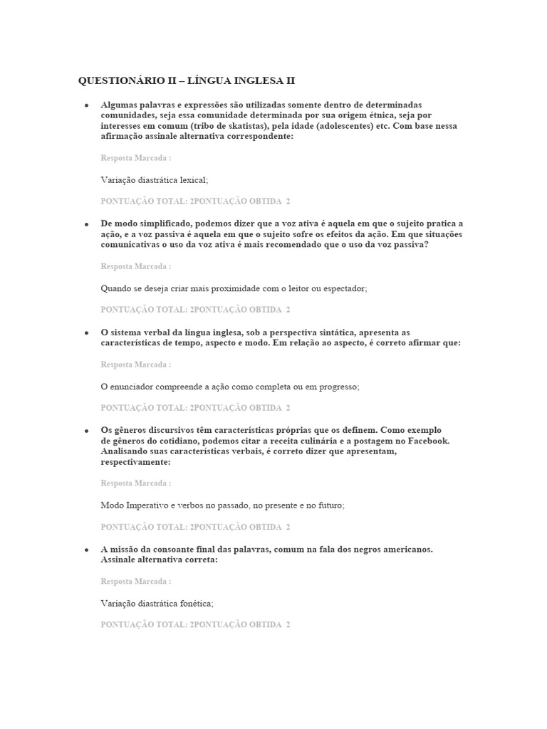 Variações e Estruturas da Língua Inglesa | PDF | Assunto (gramática ...
